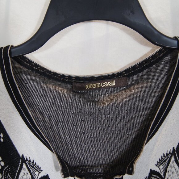 Roberto Cavalli Black White Floral Midi Dress | Italian Designer - Picture 8 of 9